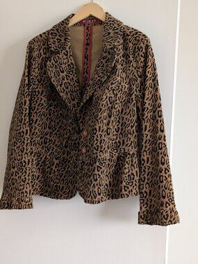 KIKIT leopard print peplum jacket XL
